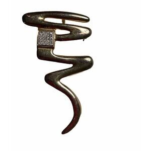 Women's Vintage 1970's Parklane Gold & Rhinestone Modernist Design Brooch